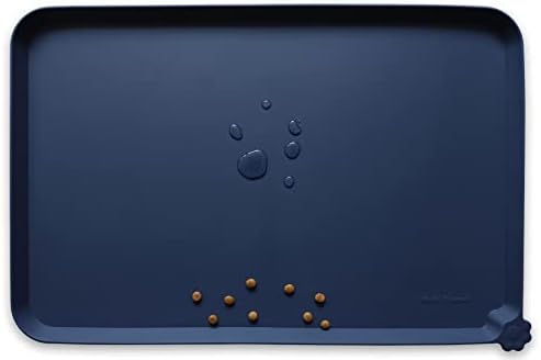 Hoki Found XX-Large Silicone Pet Feeding Mats - Non Slip Dog Cat Bowl Placemats - Waterproof, Carpet Safe - French Navy by Hoki+Found