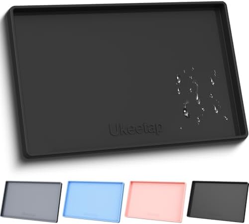 34" x 22" Extra Thick Silicone Mat Waterproof with Raised Edge, Black by ukeetap