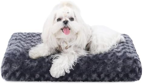 KSIIA Washable Dog Bed Small Dog Crate Bed Plush Pet Mat 17"x12" Dark Gray by KSIIAPetProducts