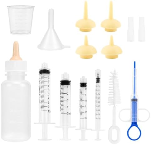Pet Nursing Kit for Newborn Kittens & Puppies - Bottle Feeding Set with Silicone Nipples, Syringes, Medicine Feeder & Formula Dispenser - Milk Feeder for Baby Squirrels, Rabbits & Small Animals by Unknown
