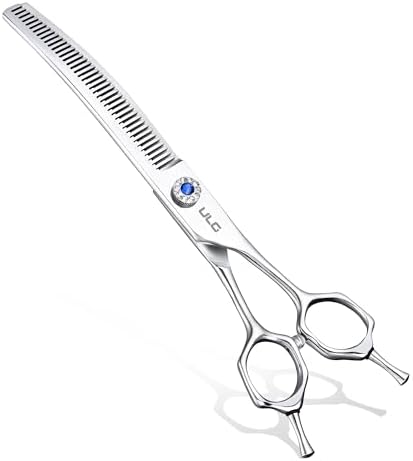 ULG Curved Thinning Dog Shears for Grooming, 7 Inch Professional for Blending, 40-Tooth 15%-20% Rate 440C Stainless Steel by ULG