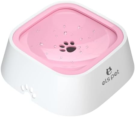 ELS PET Dog Water Bowl 1L, No Spill Travel, No Drip Slow Drink for Cats by ELSPET