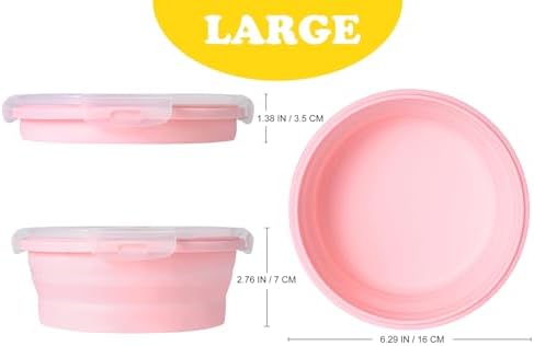 Joyinjojo Collapsible Dog Bowls with Lids, 2 Pack Portable Travel Dog Bowls for Small Medium Large Dogs, Silicone Foldable Outdoor Dog Cat Food Water Bowls for Camping Hiking Road Trip, Pink 27 oz - Image 2