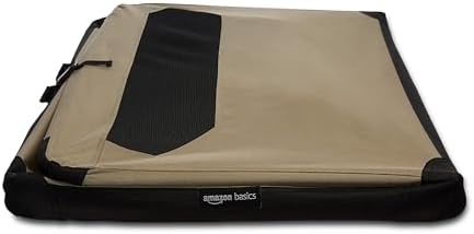 Amazon Basics Portable Folding Soft Dog Crate for Cat, Dog, Rabbit, Double Door with Mesh Ventilation, Collapsible, Easy to Set Up, Large 36" x 24" x 24", Tan - Image 5