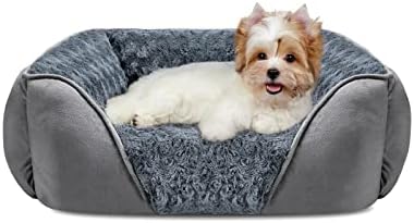 INVENHO Rectangle Washable Orthopedic Dog Bed for Small, Medium and Large Dogs, Soft Calming, Sleeping Puppy Bed Durable Pet Cuddler with Anti-Slip Bottom, S (20"x19"x6") by INVENHO