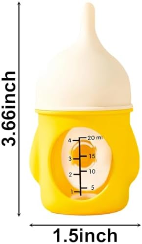 Pet Nursing Bottle, Yellow Animal Feeding Bottles with Soft Silicone Nipple, Anti-Choking Design, Slow Flow Kitten Bottle Feeding kit for Puppies, Kittens and Small Animals (20 ml) - Image 2
