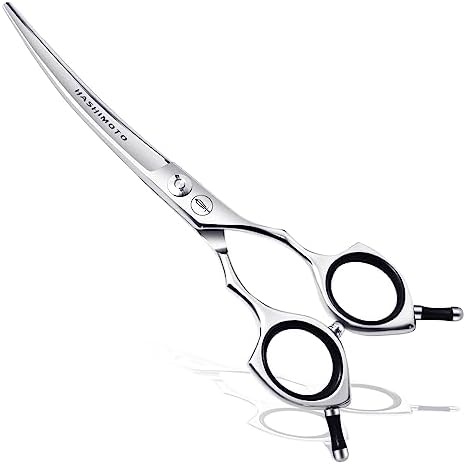 HASHIMOTO Curved Dog Grooming Scissors, 6.5 inch, Designed for Large Hands by HASHIMOTO