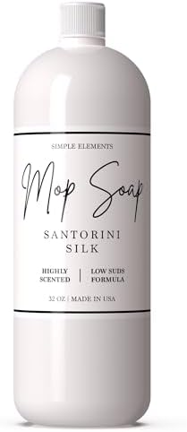 Mop Soap Highly Scented Fragrance, Long Lasting Luxury Floor Cleaner for Hardwood, Tile, Laminate & Stone, Low Suds No Residue Formula, All Mop Types, Made in USA, 32oz Santorini Silk Fragrance by SimpleElements