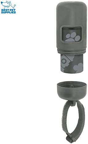 Best Pet Supplies Dog Poop Bag Holder Leash Attachment with Reusable Dispenser for Travel, Walking, Park, and Outdoor Use, Durable with Clip-On - Gray, Pack of 2, Plastic Dispenser w/30 Bags - Image 2