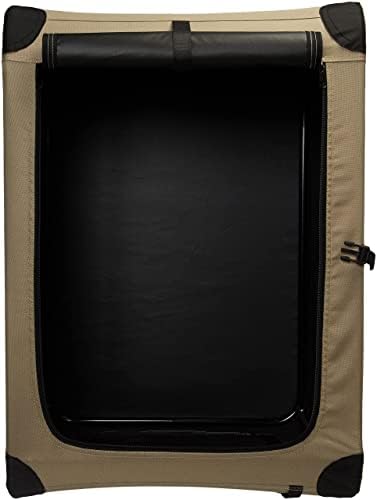 Amazon Basics Portable Folding Soft Dog Crate, Double Door, Collapsible Travel Kennel, Easy to Assemble, Medium, 29.92" x 21.3" x 21.3", Tan - Image 3