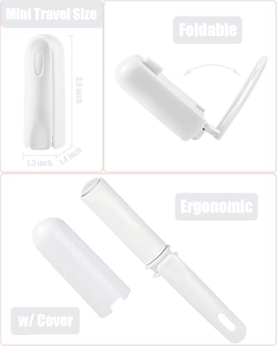 Travel Lint Roller Mini Refillable On the Go Lint Roller with Cover and 4 Refills Total 150 Extra Sticky Sheets for Pet Hair Lint Remover for Clothes (White) - Image 2