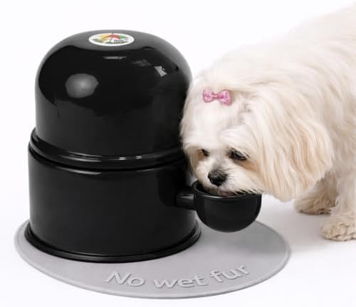 Pet Water Dispenser for Dogs and Cats, 47.3 oz – Gravity-Fed Aluminum Water Bowl, Prevents Wet Fur, Provides Continuous Fresh Water, Electrostatic Coated Finish, Vida Mansa (Black) by VidaMansa