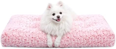 KSIIA Washable Dog Bed Medium Size Dog Crate Bed Plush Pet Mat 29"x21" Pink by KSIIAPetProducts