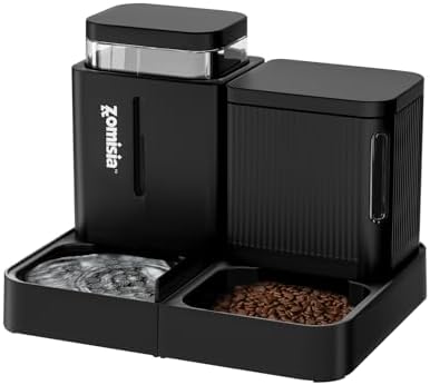 ZOMISIA Automatic Cat Feeder, Gravity Cat Food Dispenser, 0.8Gal x 2, Black by Zomisia