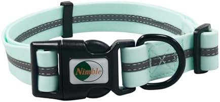 Nimble Reflective Waterproof Dog Collar Adjustable Odor Resistant Easy Clean Pet Collar for Small Medium Large Dogs Night Walking Outdoor Rainy Use (Light Blue, Large (15.35”-24.8”inches)) by NIMBLE