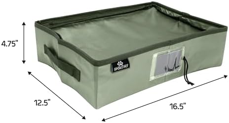SportPet Designs Portable Travel Litter Box for Cats, Large Collapsible with Zippered Lid, Water-Resistant & Leak-Resistant Cat Litter Tray for Travel, Green - Image 3