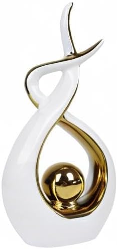 Norrclp Home Decor Modern Abstract Art Ceramic Statue Table Decorations for Dining Room Living Room Office Centerpiece (White and Gold, Large) - Image 8