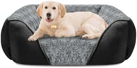 INVENHO Large Dog Bed Rectangle Washable Orthopedic Soft Calming Sleeping Durable Pet Cuddler with Anti-Slip Bottom by INVENHO