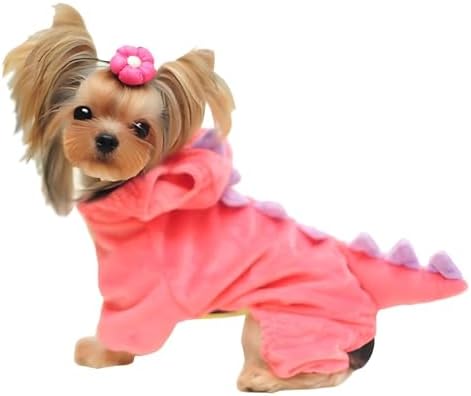 Hotumn Dinosaur Dog Halloween Costume Pet Dino Hoodie for Small Dogs (Small, Pink) by Hotumn