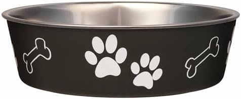 Loving Pets Bella Dog Bowls- Stainless Steel Dog & Cat Bowls - Spill Proof Dog Food Bowl, Cat Bowl, Puppy Essentials & Pet Supplies Great for Home & Travel (Medium 20-35 lbs, Espresso) by Loving+Pets