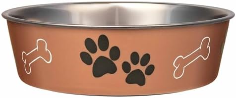 Loving Pets Bella Dog Bowls- Stainless Steel Dog & Cat Bowls - Spill Proof Dog Food Bowl, Cat Bowl, Puppy Essentials & Pet Supplies Great for Home & Travel (Large 35-65 lbs, Copper) by Loving+Pets