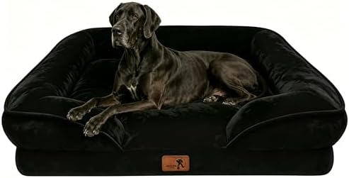 Spotted Play Orthopedic Dog Bed with Sides - Sofa Beds for Extra Large Dogs, Supportive Foam Pet Couch Bed with Washable Removable Cover, Waterproof Lining and Non-Slip Bottom, Black - XXL by Spotted+Play