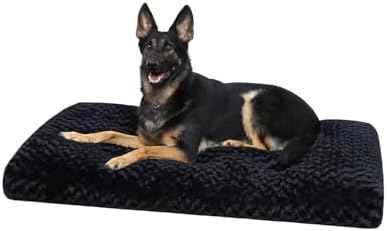KSIIA Washable Dog Beds Large Sized Dog Crate Bed Plush Mat 47"x29" Black by KSIIAPetProducts