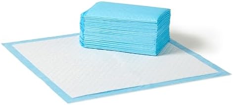Amazon Basics Heavy Duty Absorbent Dog and Puppy Pee Pads with 5-Layer Leak-Proof Design and Quick-Dry Surface for Potty Training, Regular Size, 24 x 23 Inches, Blue & White, 20-Count by AmazonBasics