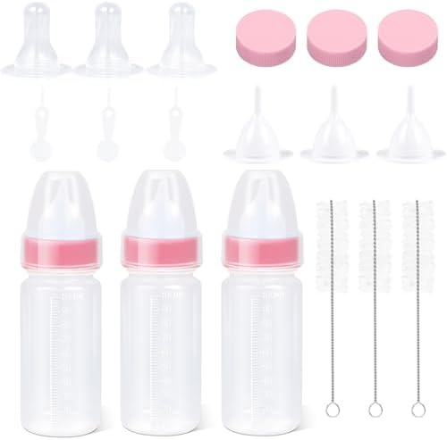 ASEVAT 3.4 oz 3Pack Pet Feeding Bottle, Anti-Choking Puppy Feeder Design,with 3pcs Replaceable and Reusable Silicone Nipples for Feeding Puppies, Kittens, Small Animals by ASEVAT