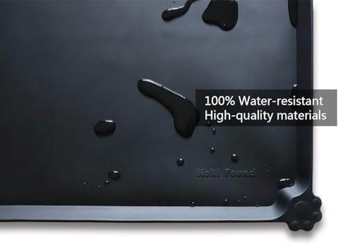 Hoki Found Large Silicone Pet Food Mats Tray - Non Slip Dog Cat Bowl Mats Placemat - Pet Feeding Mat - Pet Water Mats for Floors- Waterproof Dog Cat Food Mats - Black - Image 3