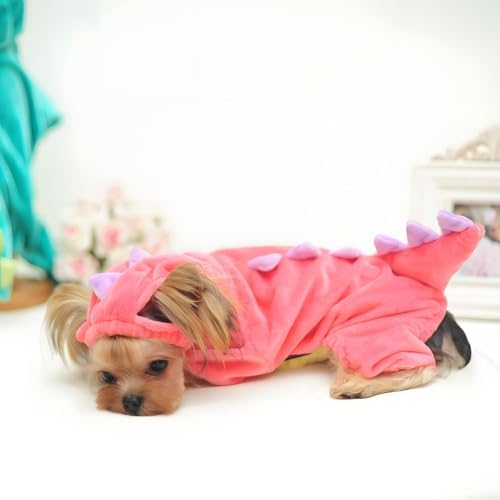 Hotumn Dinosaur Dog Halloween Costume Pet Dino Hoodie for Large Dogs (XXX-Large, Pink) - Image 2