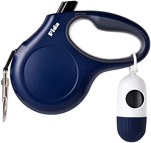 Fida Retractable Dog Leash with Dispenser and Poop Bags, 10 ft, Navy Blue by Fida