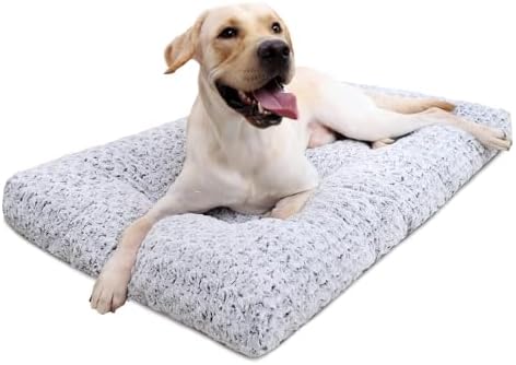 KSIIA Washable Dog Beds Large Sized Dog Crate Bed Plush Mat 41"x27" Gray by KSIIAPetProducts