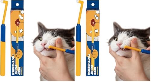 PETHROOM Pet Toothbrush for Cats & Dogs, 4mm Precision Head (Deep Point) (Pack of 2) by PETHROOM