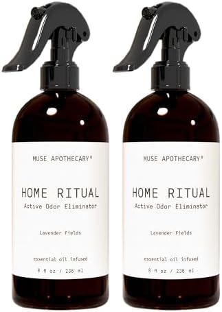 Muse Apothecary Home Ritual Active Odor Eliminator Spray - Furniture Deodorizer Spray & Bathroom Odor Eliminator for Home - Essential Oil Air Freshener - 8oz, Lavender Fields by MuseApothecary