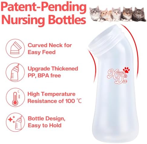Pet Feeding Bottle,3 Pack Wide Mouth Angled Nursing Bottle, 3 Sizes Nipples with Ventilation Valve Resistant Tearing Perfect for Puppies, Kittens, Small Wildlife(Pink) - Image 6