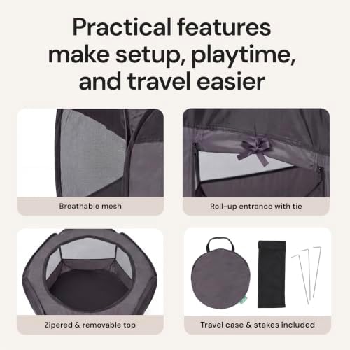 FurHaven Soft-Sided Dog & Cat Playpen, Portable Foldable Indoor & Outdoor Pet Playpen with Mesh Windows & Zippered Door, Gray, Small - Image 3