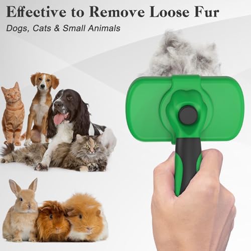 Swihauk Self Cleaning Slicker Brush for Dogs & Cats, Green - Image 6