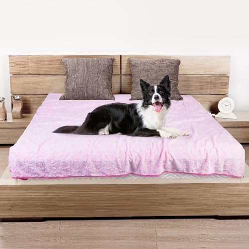 Premium Soft Dog Blankets for Large Dogs, Large Cat Blanket Calming Washable for Bed Couch Protection Cover, Dog Essentials for Dog, 66 * 82 inches, Pink - Image 4