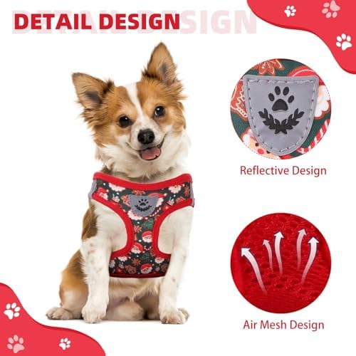 KOOLTAIL Christmas Dog Harness for Small Medium Dogs,Dog Harness and Leash Set, Step in No Pull Soft Mesh Padded Adjustable and Reflective Pet Vest Harness Puppy, Extra Harness for XS S Dogs, S - Image 4