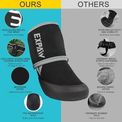 EXPAWLORER Waterproof Dog Shoes for Small Medium Large Dogs, Dog Shoes for Hot Pavement, Hiking Walking, Reflective Dog Booties for Outdoor Snow Rain Days, Anti-Slip Dog Boots & Paw Protectors - Image 4