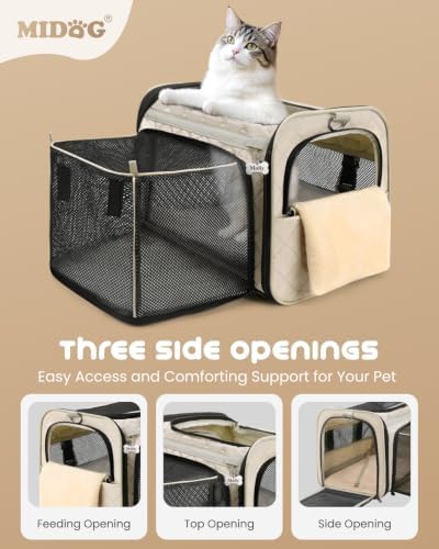 MIDOG Soft Cat Carrier Airline Approved, Expandable for Cats Up to 15lbs - Image 3