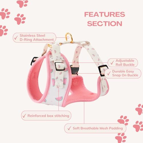Wagging Tail Premium No Pull Dog Harness - Adjustable, Soft, Cute Dog Vest for Medium, Large & Small Dogs (Watermelons, Large) - Image 4