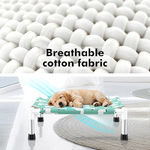 Cute Alpaca Print Elevated Dog Bed - Portable Cooling Pet Cot for Small Dog - Image 4