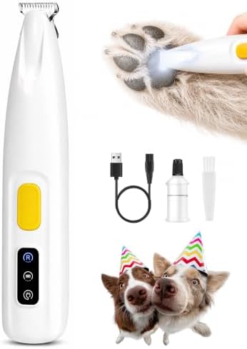 FURBONA Dog Paw Trimmer, 18mm Quiet Dog Hair Trimmer with LED Light by FURBONA
