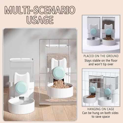 kathson Rabbit Feeder,Bunny Water Bottle Dispenser,Pet Cage Food Bowl,Blue - Image 5