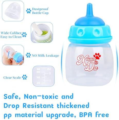 Pet Feeding Bottle and Syringes,60ml Nursing Bottle, 3 Sizes Nipples with Ventilation Valve Resistant Tearing Perfect for Puppies, Kittens, Small Wildlife (Blue) - Image 3