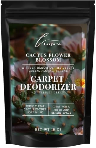 Lapew Cactus Flower Carpet Deodorizer Powder - Pet Safe Freshener for Vacuuming | Scented Odor Eliminator for Home | 16 oz by Lapew