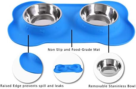 Hubulk Pet Dog Bowls 2 Stainless Steel Dog Bowl with No Spill Non-Skid Silicone Mat + Pet Food Scoop Water and Food Feeder Bowls for Feeding Small Medium Large Dogs Cats Puppies (Small, Blue) - Image 3