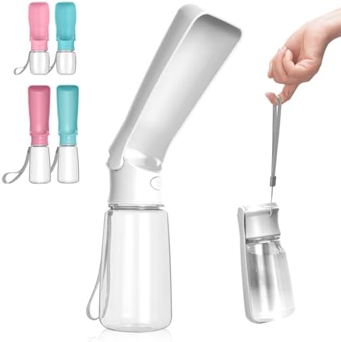 Foldable Dog Water Bottle, Leak Proof Dispenser, White, 19oz by AIKIDS